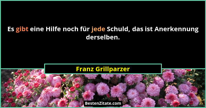 Es gibt eine Hilfe noch für jede Schuld, das ist Anerkennung derselben.... - Franz Grillparzer