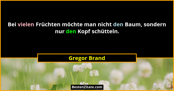 Bei vielen Früchten möchte man nicht den Baum, sondern nur den Kopf schütteln.... - Gregor Brand