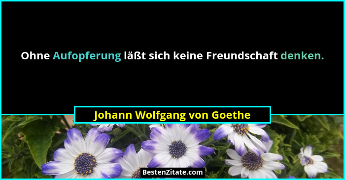 Ohne Aufopferung läßt sich keine Freundschaft denken.... - Johann Wolfgang von Goethe