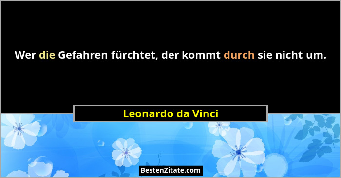Wer die Gefahren fürchtet, der kommt durch sie nicht um.... - Leonardo da Vinci