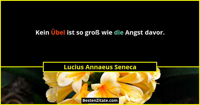 Kein Übel ist so groß wie die Angst davor.... - Lucius Annaeus Seneca