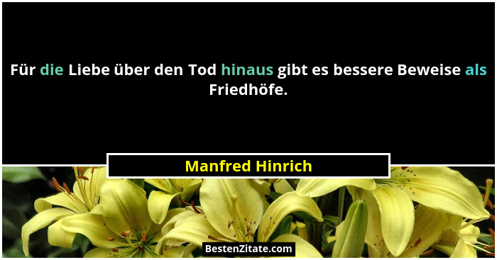 Für die Liebe über den Tod hinaus gibt es bessere Beweise als Friedhöfe.... - Manfred Hinrich