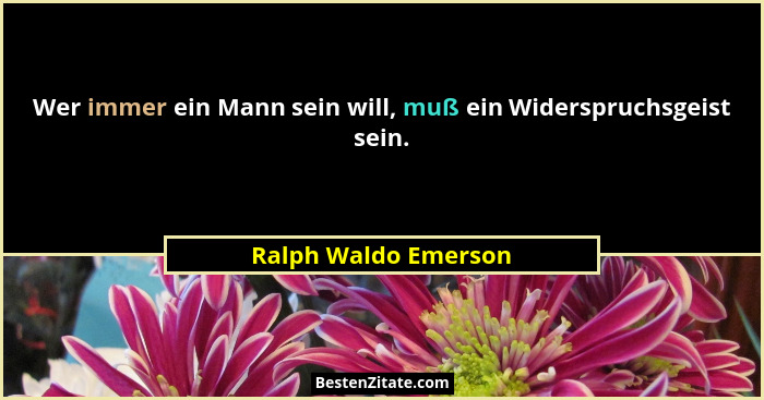 Wer immer ein Mann sein will, muß ein Widerspruchsgeist sein.... - Ralph Waldo Emerson