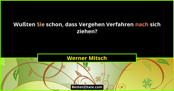 Wußten Sie schon, dass Vergehen Verfahren nach sich ziehen?... - Werner Mitsch
