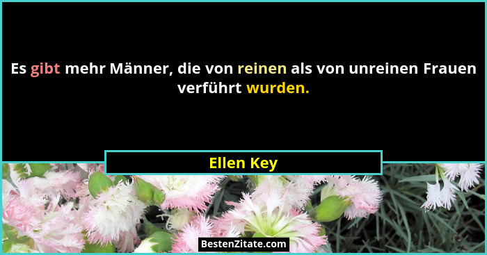 Es gibt mehr Männer, die von reinen als von unreinen Frauen verführt wurden.... - Ellen Key