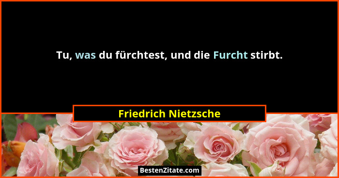 Tu, was du fürchtest, und die Furcht stirbt.... - Friedrich Nietzsche