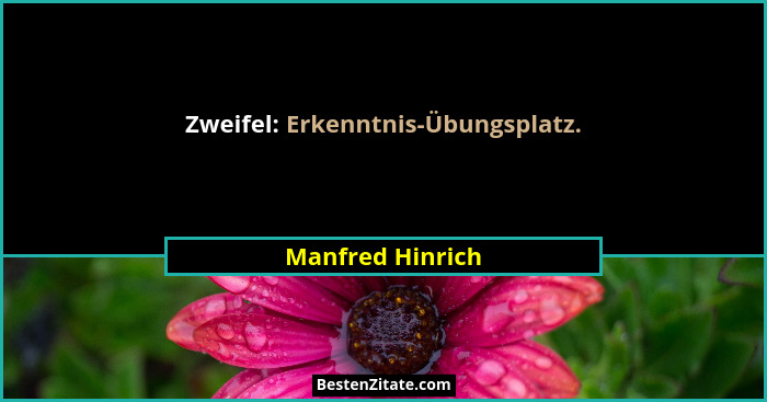 Zweifel: Erkenntnis-Übungsplatz.... - Manfred Hinrich