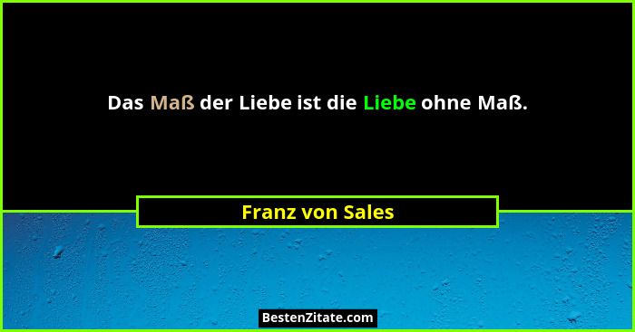 Das Maß der Liebe ist die Liebe ohne Maß.... - Franz von Sales