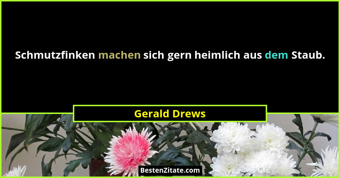 Schmutzfinken machen sich gern heimlich aus dem Staub.... - Gerald Drews