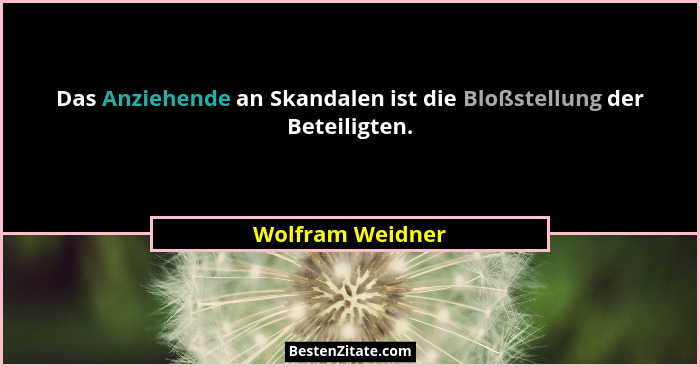 Das Anziehende an Skandalen ist die Bloßstellung der Beteiligten.... - Wolfram Weidner