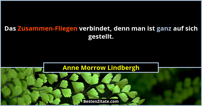Das Zusammen-Fliegen verbindet, denn man ist ganz auf sich gestellt.... - Anne Morrow Lindbergh