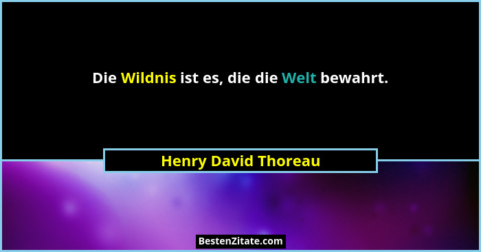Die Wildnis ist es, die die Welt bewahrt.... - Henry David Thoreau