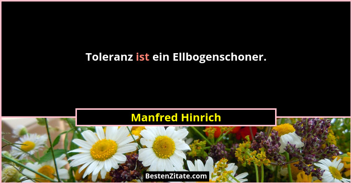 Toleranz ist ein Ellbogenschoner.... - Manfred Hinrich
