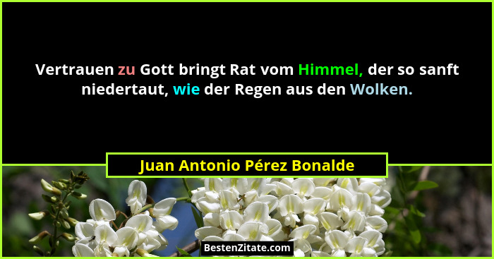 Vertrauen zu Gott bringt Rat vom Himmel, der so sanft niedertaut, wie der Regen aus den Wolken.... - Juan Antonio Pérez Bonalde