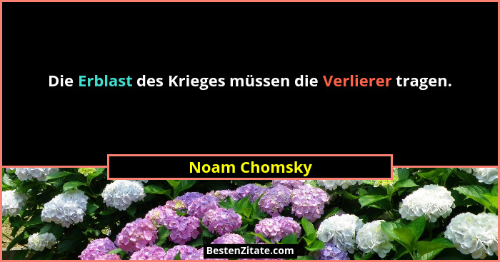 Die Erblast des Krieges müssen die Verlierer tragen.... - Noam Chomsky