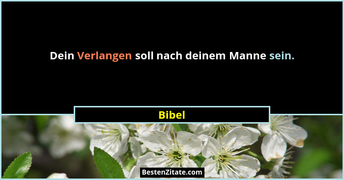 Dein Verlangen soll nach deinem Manne sein.... - Bibel
