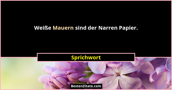 Weiße Mauern sind der Narren Papier.... - Sprichwort