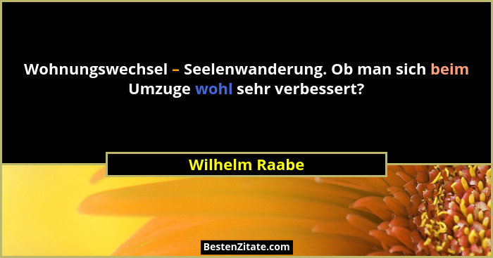 Wohnungswechsel – Seelenwanderung. Ob man sich beim Umzuge wohl sehr verbessert?... - Wilhelm Raabe
