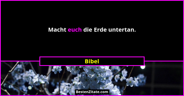 Macht euch die Erde untertan.... - Bibel