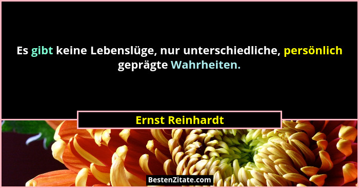 Es gibt keine Lebenslüge, nur unterschiedliche, persönlich geprägte Wahrheiten.... - Ernst Reinhardt