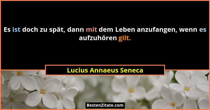 Es ist doch zu spät, dann mit dem Leben anzufangen, wenn es aufzuhören gilt.... - Lucius Annaeus Seneca