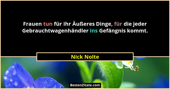 Frauen tun für ihr Äußeres Dinge, für die jeder Gebrauchtwagenhändler ins Gefängnis kommt.... - Nick Nolte