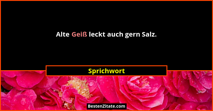 Alte Geiß leckt auch gern Salz.... - Sprichwort