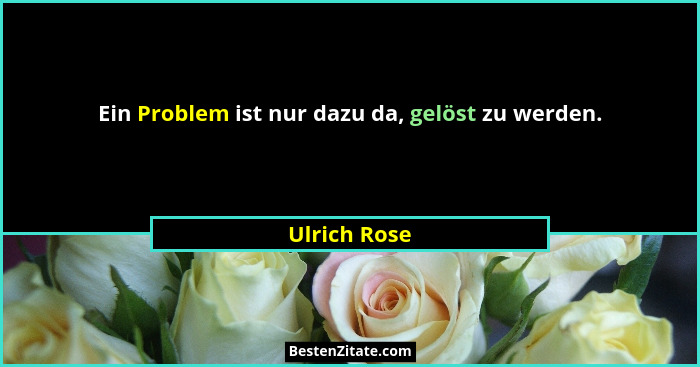Ein Problem ist nur dazu da, gelöst zu werden.... - Ulrich Rose