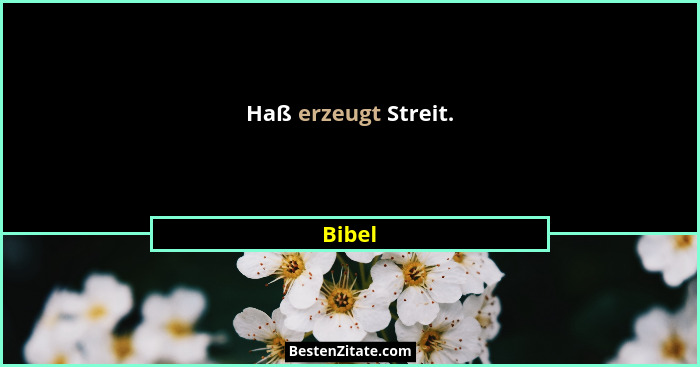 Haß erzeugt Streit.... - Bibel