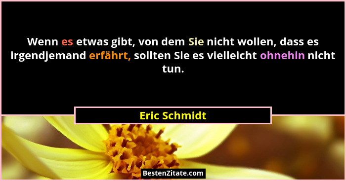 Wenn es etwas gibt, von dem Sie nicht wollen, dass es irgendjemand erfährt, sollten Sie es vielleicht ohnehin nicht tun.... - Eric Schmidt