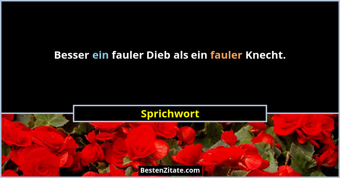 Besser ein fauler Dieb als ein fauler Knecht.... - Sprichwort