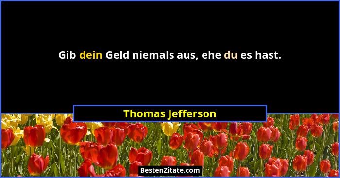 Gib dein Geld niemals aus, ehe du es hast.... - Thomas Jefferson