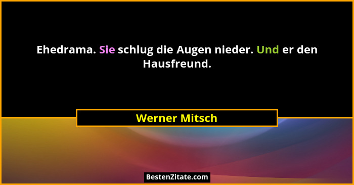 Ehedrama. Sie schlug die Augen nieder. Und er den Hausfreund.... - Werner Mitsch