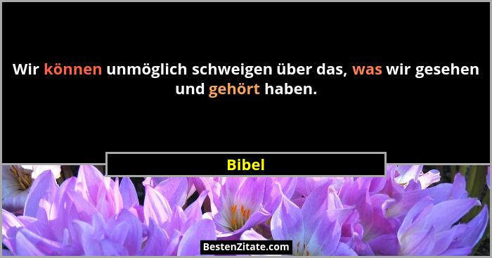 Wir können unmöglich schweigen über das, was wir gesehen und gehört haben.... - Bibel