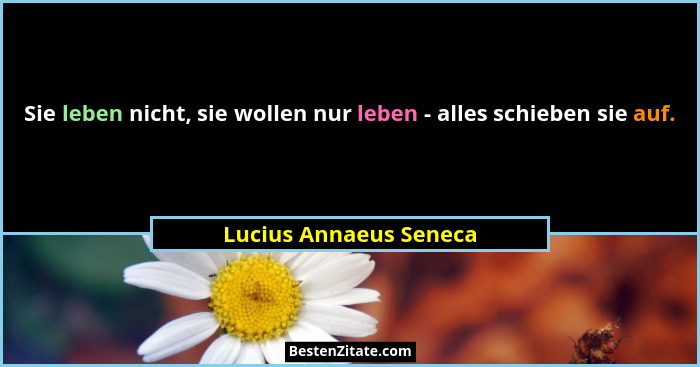 Sie leben nicht, sie wollen nur leben - alles schieben sie auf.... - Lucius Annaeus Seneca