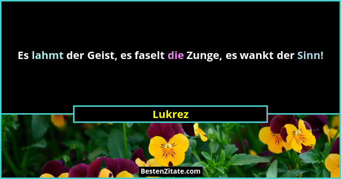 Es lahmt der Geist, es faselt die Zunge, es wankt der Sinn!... - Lukrez