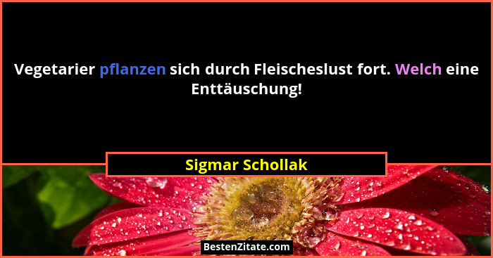 Vegetarier pflanzen sich durch Fleischeslust fort. Welch eine Enttäuschung!... - Sigmar Schollak