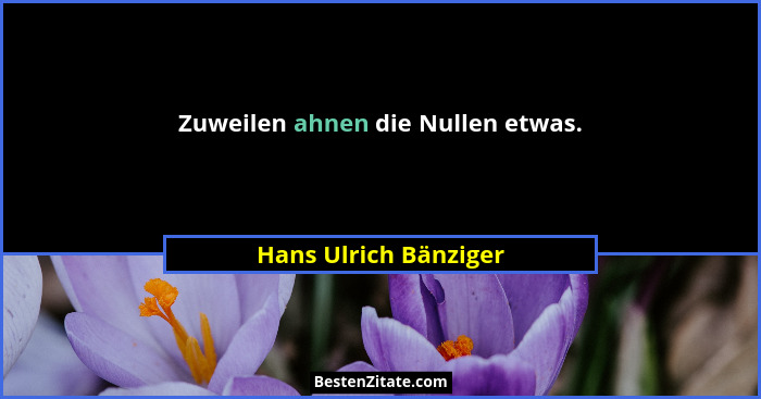 Zuweilen ahnen die Nullen etwas.... - Hans Ulrich Bänziger