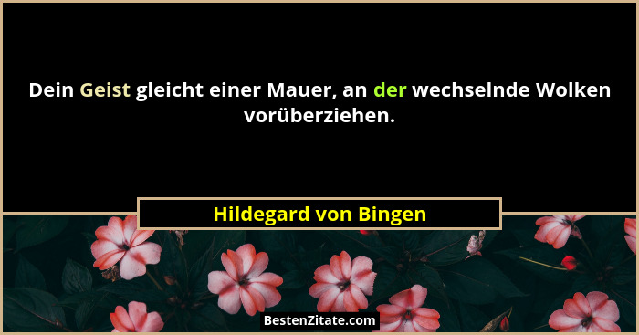Dein Geist gleicht einer Mauer, an der wechselnde Wolken vorüberziehen.... - Hildegard von Bingen