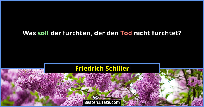 Was soll der fürchten, der den Tod nicht fürchtet?... - Friedrich Schiller