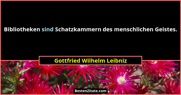 Bibliotheken sind Schatzkammern des menschlichen Geistes.... - Gottfried Wilhelm Leibniz