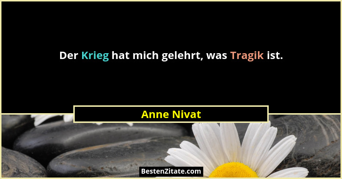 Der Krieg hat mich gelehrt, was Tragik ist.... - Anne Nivat
