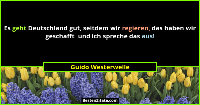 Es geht Deutschland gut, seitdem wir regieren, das haben wir geschafft  und ich spreche das aus!... - Guido Westerwelle