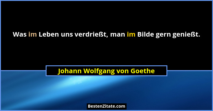 Was im Leben uns verdrießt, man im Bilde gern genießt.... - Johann Wolfgang von Goethe