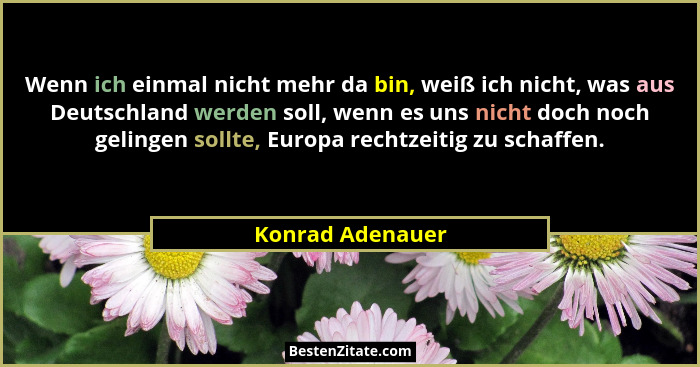 Wenn ich einmal nicht mehr da bin, weiß ich nicht, was aus Deutschland werden soll, wenn es uns nicht doch noch gelingen sollte, Eur... - Konrad Adenauer