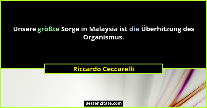 Unsere größte Sorge in Malaysia ist die Überhitzung des Organismus.... - Riccardo Ceccarelli