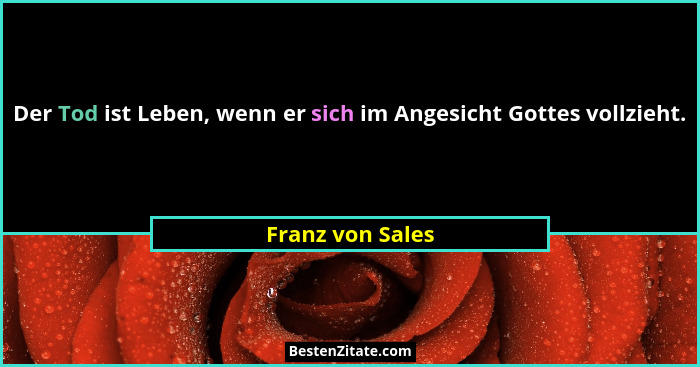 Der Tod ist Leben, wenn er sich im Angesicht Gottes vollzieht.... - Franz von Sales