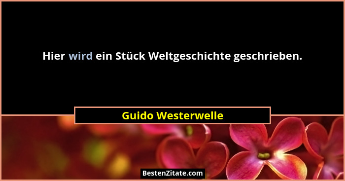 Hier wird ein Stück Weltgeschichte geschrieben.... - Guido Westerwelle