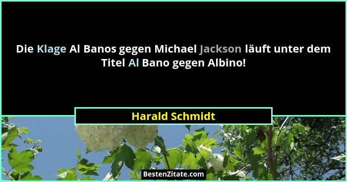 Die Klage Al Banos gegen Michael Jackson läuft unter dem Titel Al Bano gegen Albino!... - Harald Schmidt