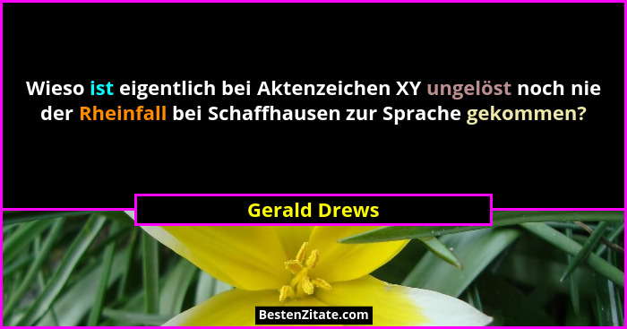 Wieso ist eigentlich bei Aktenzeichen XY ungelöst noch nie der Rheinfall bei Schaffhausen zur Sprache gekommen?... - Gerald Drews